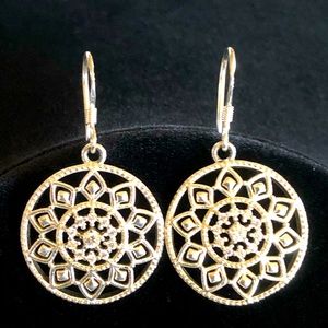 925 Sterling Silver Earrings Exquisite Round Sun Flower Bohemian NEW